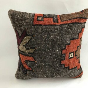 Handmade Wool Kilim Cushion,16x16 ınches,Living Room Decoration,Wool Cushion Cover,Turkish Kilim Pillow,Turkish Bedroom Pillow, 40x40 cm
