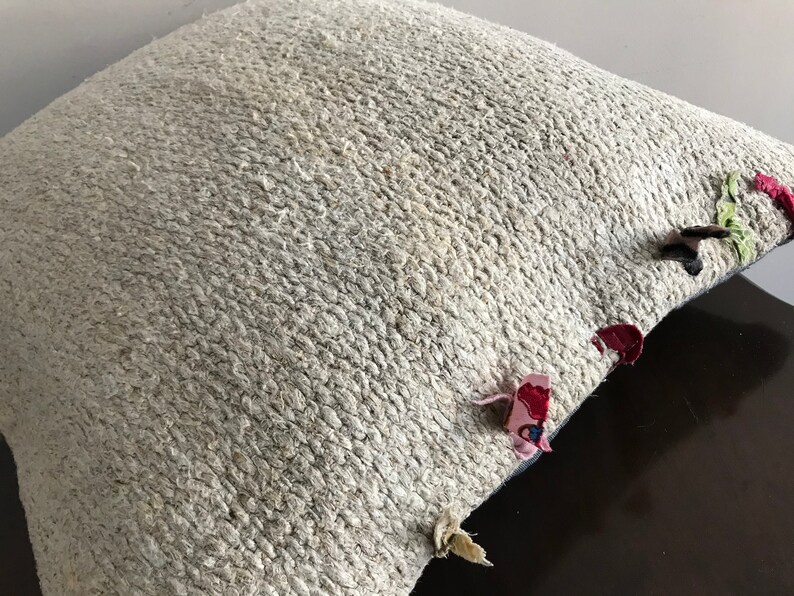 Handmade Decorative Turkish White Color Hemp Pillow 20x20 \u0131nches