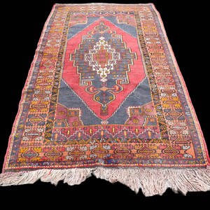 4x8 Red Handmade Turkish Red Rug, Turkish Oushak Wool Carpet, Antique Rugs, National Rug, Faded Rug, Area Rug, Floor Oushak Rug, 2486