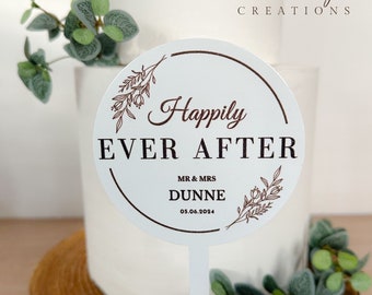 Personalised Printed wedding day Mr & Mrs Cake topper - Happily Ever After