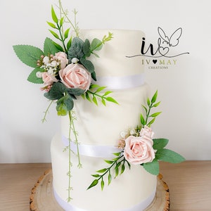 Blush pink Wedding christening cake flower arrangement topper foam roses more colours available