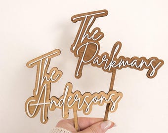 Personalised Wooden Cake Topper with Acrylic Name | Custom Name Cake Topper | wedding Cake Decoration | Wedding Cake Topper