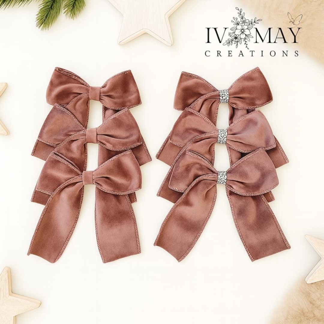 Luxury Handmade Velvet Christmas Tree Bows: Rose Gold Clip-on Ornaments ...