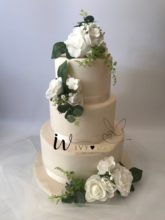 FULL SET Wedding Christening Cake Flower Arrangement Topper /& Decorations Roses