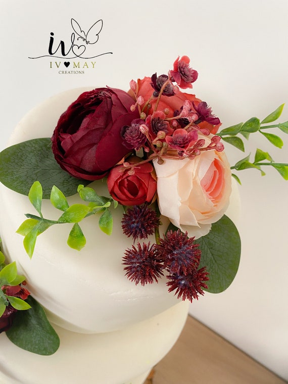 FULL SET Wedding Christening Cake Flower Arrangement Topper & Decorations Roses 