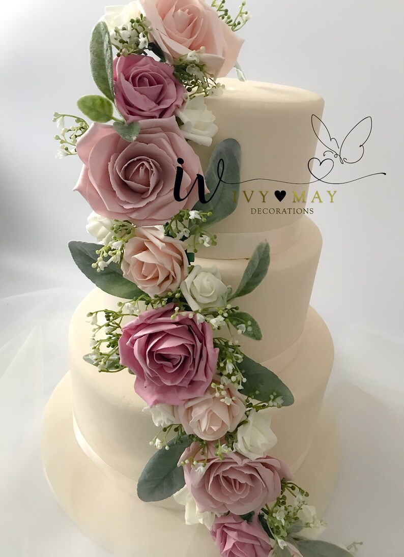 Wedding Christening Cake Flower Arrangement Topper & Garland Etsy UK