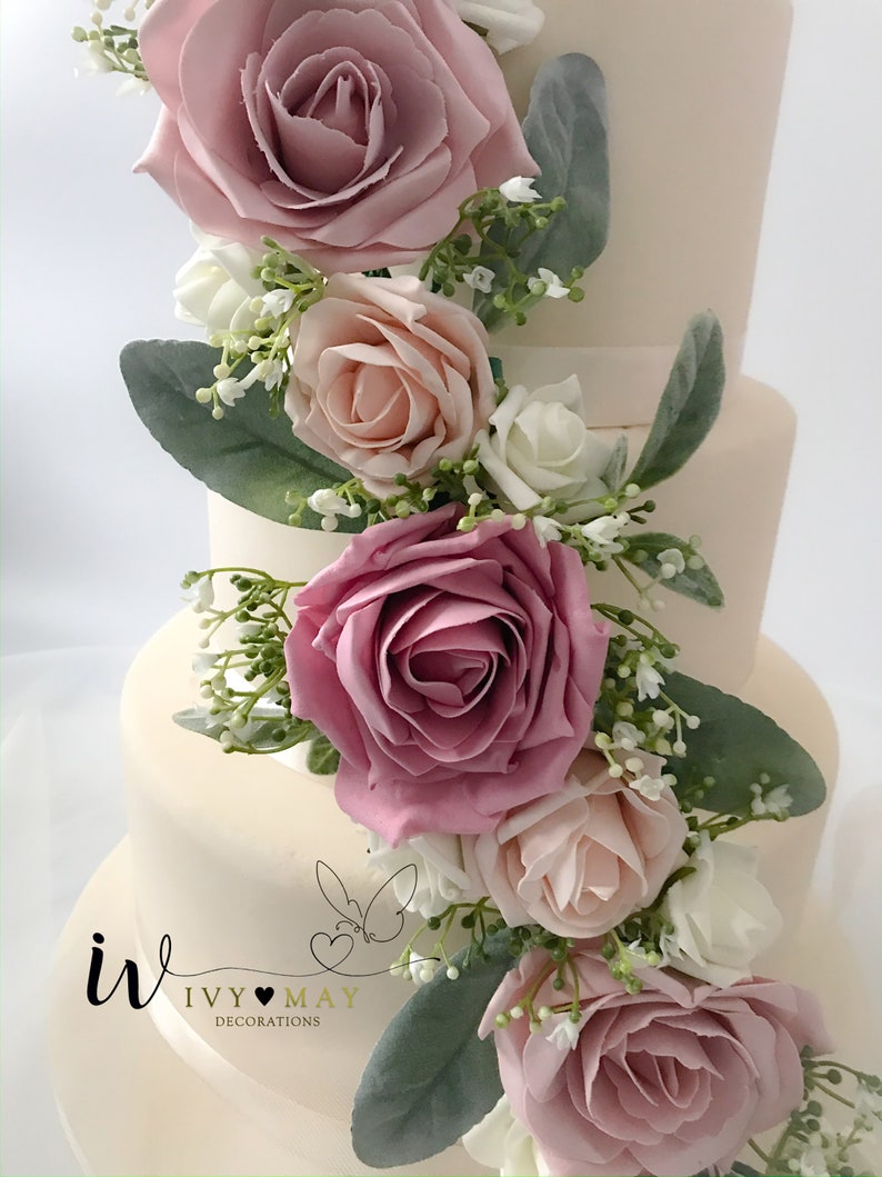 Wedding Christening Cake Flower Arrangement Topper & Garland Etsy UK