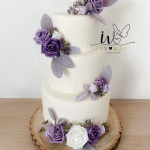 FULL SET Wedding Christening Cake Flower Arrangement Topper & Cake Decorations Foam Roses - Dusty purple - Mauve - Lilac