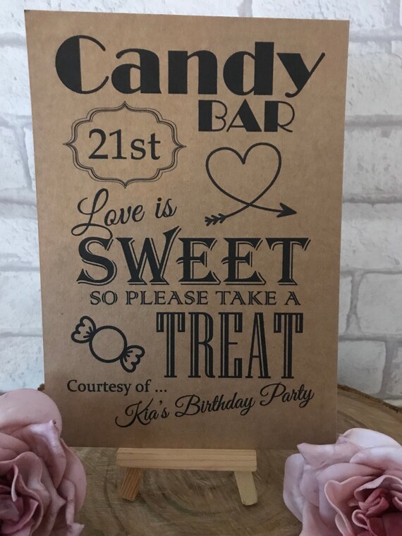 Personalised 21st Birthday Party Table Decoration Sweet Treat Candy Cart Sign