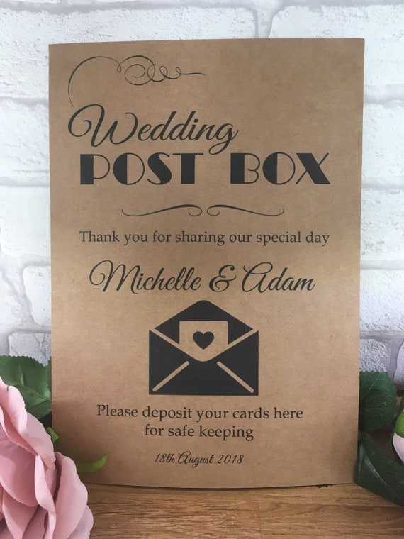 Cadeau Personnalisé /& CARTES TABLEAU signe Post mariage Recyclé Kraft Carte Rustique A5