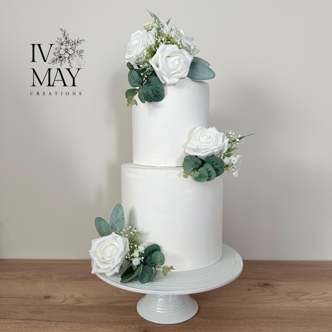 Cake Flowers - Wedding Cake Flowers - Cake Topper - White - Gypsophila Sage Green Christening / Birthday Cake Decoration - Etsy UK