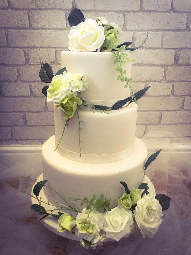 Full Set Wedding Christening Cake Flower Arrangement Topper Etsy