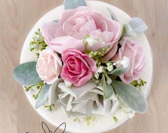 Cake flowers - wedding flowers - cake decoration - blush pink - dusty pink - grey - cake topper
