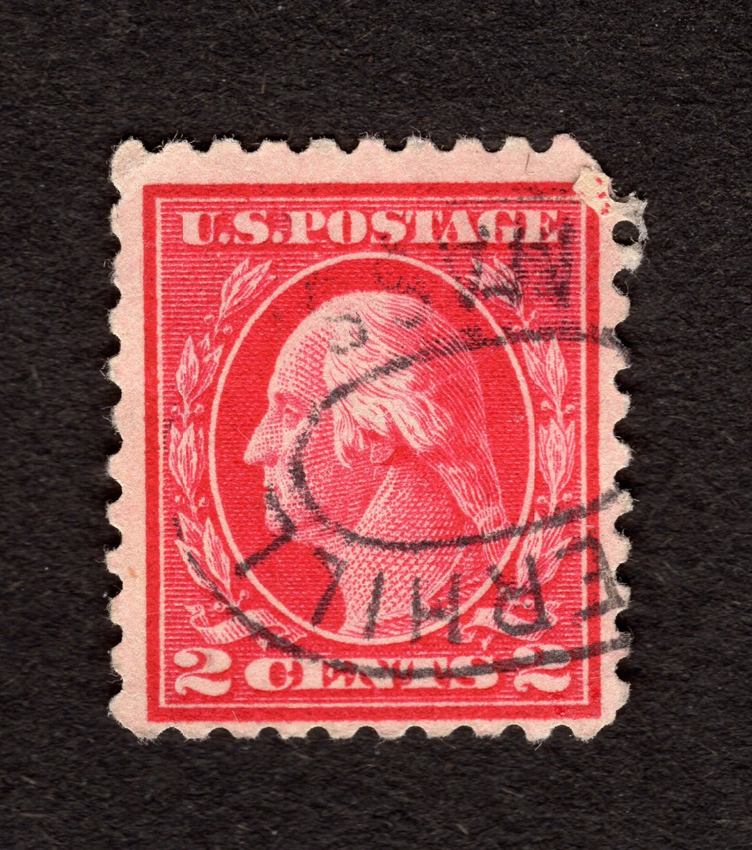US Postage Stamp 2 Cent Washington Rose Red, Scott 425 Perf 10, 191415