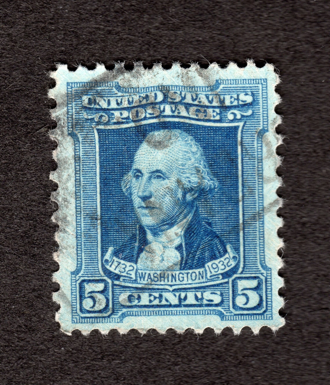 US Postage Stamp 5 Cent Washington Blue Facing Left 710 Etsy