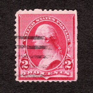 US Postage Stamp 2c Washington Red Facing left, 219D, light ink bleed, used rare image 1