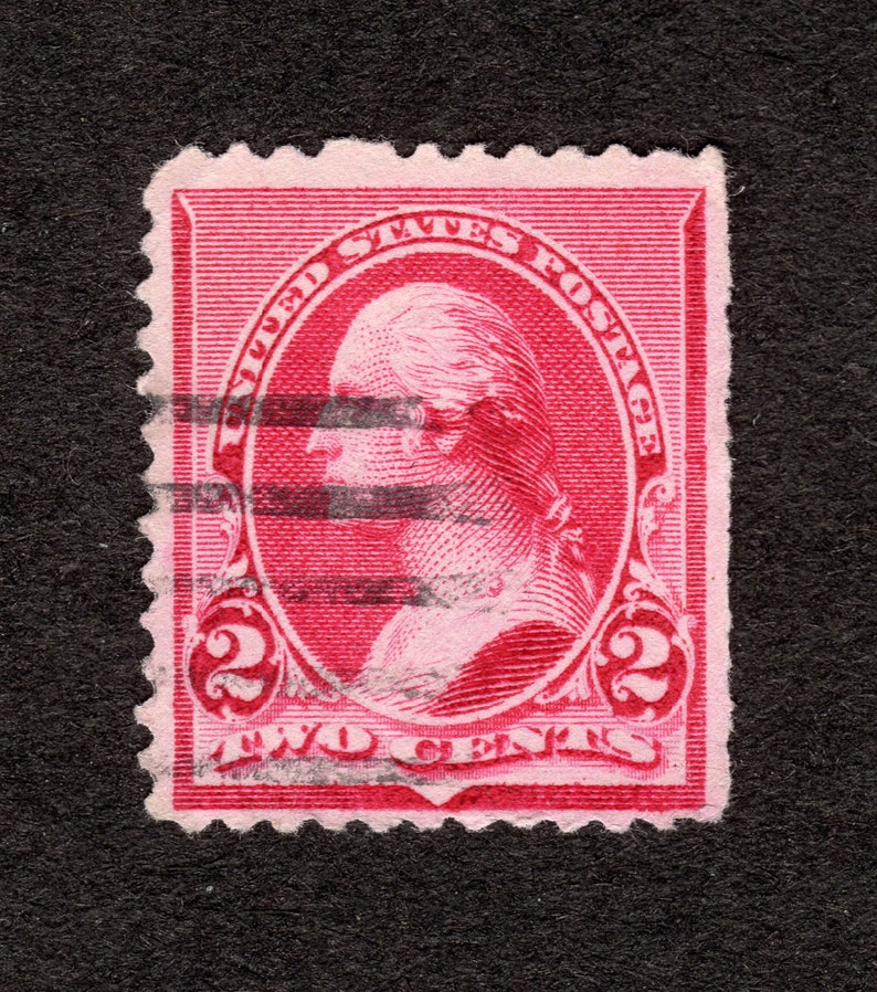 US Postage Stamp 2c Washington Red Facing left, 219D, light ink bleed, used rare image 1