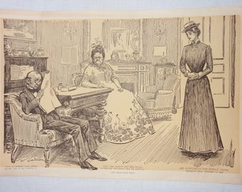 Charles Dana Gibson Antique Art Print, "Why She Didn't Get The Place" copyright 1903