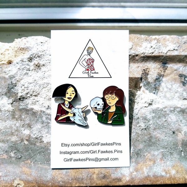 Daria and Jane Enamel Pin Set        Glow in the Dark   Feminist   90s    Best Friends