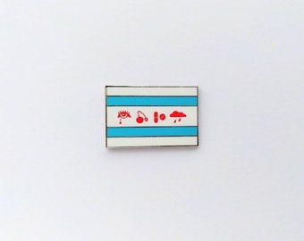 Depressed in Chicago flag enamel pin            Hard enamel.  Depression awareness