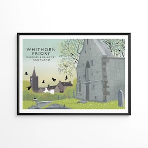 Whithorn Priory, Dumfries & Galloway - Scottish Travel Poster - A5, A4, A3, A2, A1 - Print only or Framed