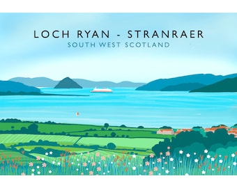 Loch Ryan | Stranraer | Scottish Travel Poster | Scottish Landscape | Wall Art | Quality Giclee Art Print signed by the Artist