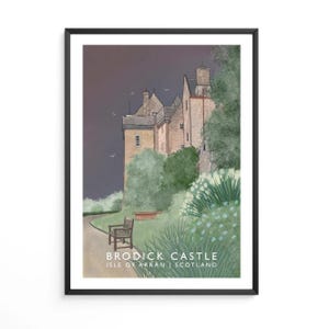 Brodick Castle, Isle of Arran, Travel Poster - A5, A4, A3, A2, A1 - Print only or Framed