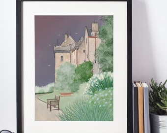 Brodick Castle, Isle of Arran, Scottish Watercolour Landscape, Wall Art, Quality Giclee Art Print signed by the Artist