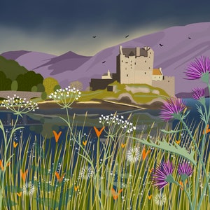 Eilean Donan Castle, Highlands of Scotland,Contemporary Scottish Landscape, Wall Art, Quality Giclee Art Print signed by the Artist