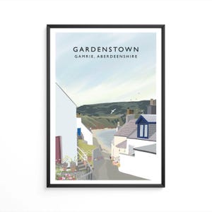Gardenstown, Aberdeenshire, Travel Poster - A5, A4, A3, A2, A1 - Print only or Framed