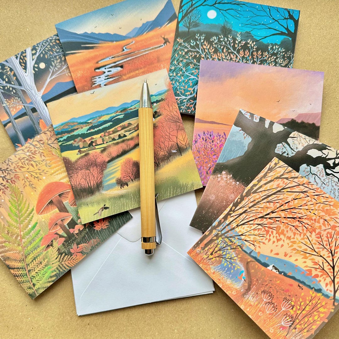 Autumn Art Notecards - Fall Landscape Thank You Notes - Etsy UK