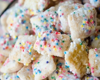 Birthday cake puppy chow