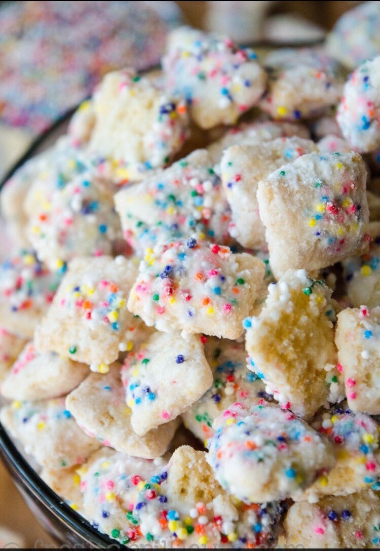 Birthday cake puppy chow