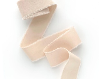 Sand frayed edge ribbon: Hand-torn wedding invitation belly band, welcome box favors gift wrapping