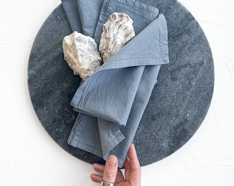 Dusty blue Napkins Set 4: hand-dyed washed cotton cloth 16-inch everyday kitchen table linen