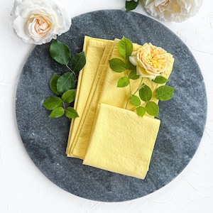 Yellow Napkins Set 4: hand dyed 16 inch Washed cotton cloth linens, dinner Rustic party, Thanksgiving table decor Housewarming gift