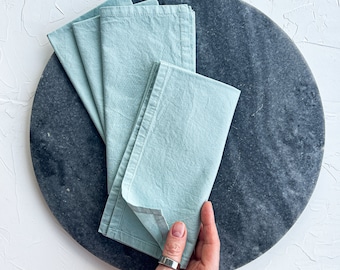 Dusty Sage hand dyed Washed cotton dinner Napkins Set 4 Rustic party linen Wedding Boho table decor Christmas Gift 16 inch cloth napkins