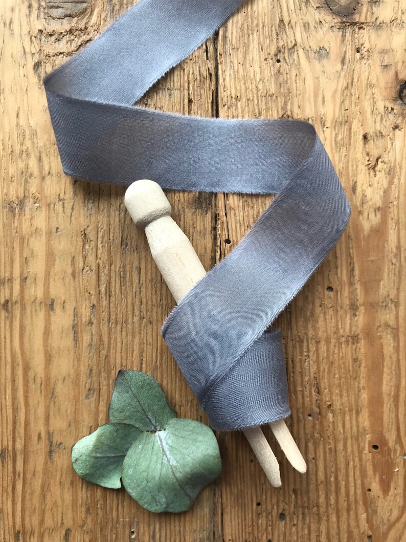 Grey Silk Ribbon hand dyed Bridal Bouquet ribbon 1 inch Etsy