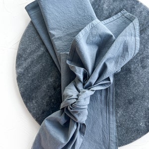 Dusty blue hand dyed Washed cotton dinner Napkins Set 4 Rustic party linen Wedding Boho table decor Christmas Gift 16 inch natural napkins image 5