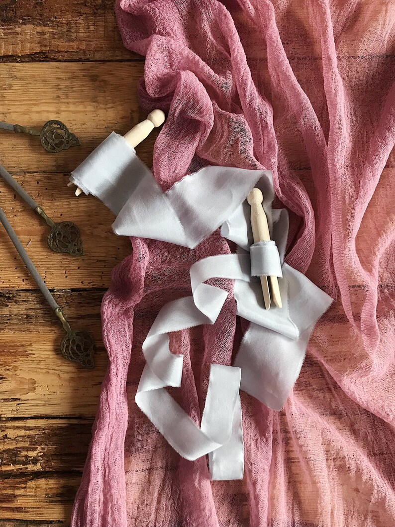 Light Gray Silk Ribbon hand dyed Bridal Bouquet ribbon 1 Etsy