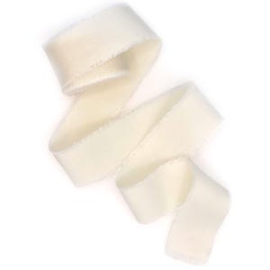 Ivory hand-dyed Cotton ribbon: Frayed Edges Wedding invitation, Champagne matte place cards favors gift