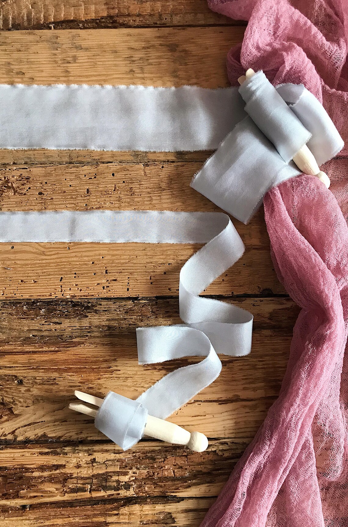 Light Gray Silk Ribbon hand dyed Bridal Bouquet ribbon 2 Etsy