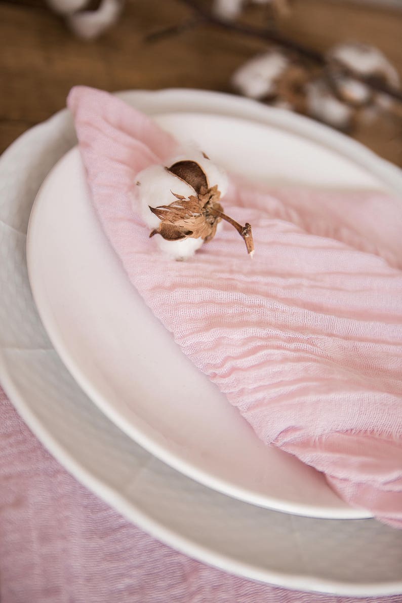 Boho Wedding Napkins Blush Napkins Rustic Gauze Wedding Etsy