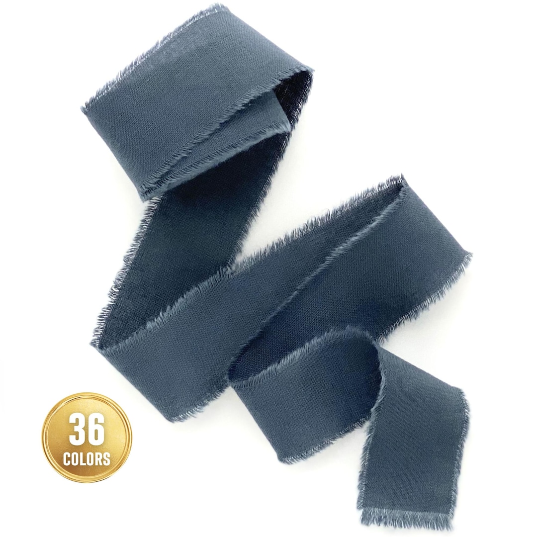 Cold Gray Frayed Ribbon: by Yards Hat Bar Band, Rustic Hand-dyed ...