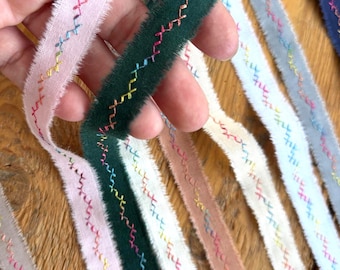 Bestickte Baumwolle ausgefranste Kanten Bänder: doppelseitige Ombre-Nähte zum Basteln, Geschenkverpackung, Hochzeitseinladungen