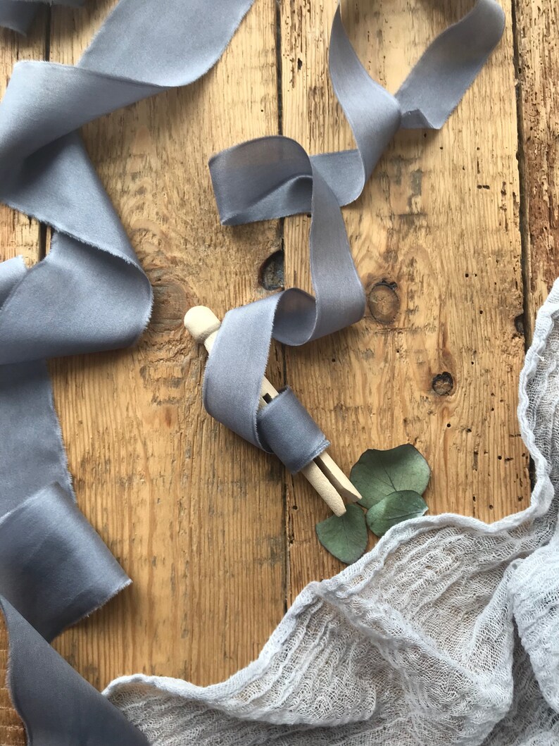 Grey Silk Ribbon hand dyed Bridal Bouquet ribbon 1 inch Etsy