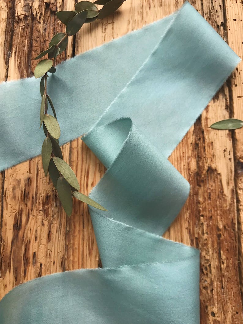 Sage Silk Ribbon hand dyed Bridal Bouquet ribbon 1 inch pale Etsy