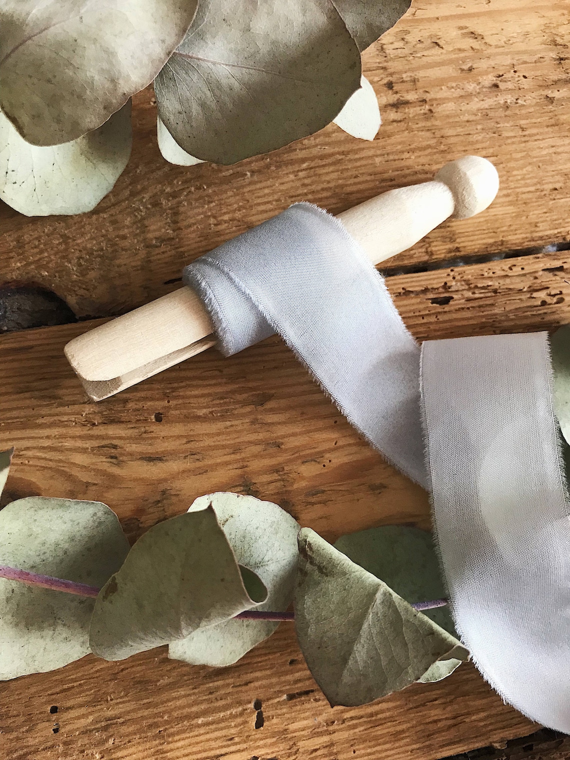 Light Gray Silk Ribbon hand dyed Bridal Bouquet ribbon 1 Etsy