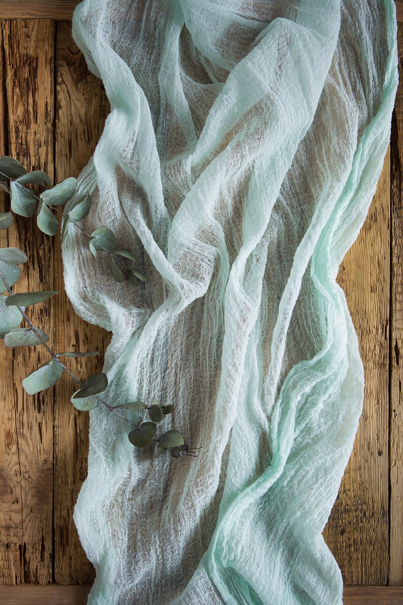 Dusty Blue Gauze runner Centerpiece Cheesecloth runner Rustic Etsy