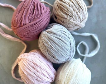 Gauze ribbon trim yarn: Hand-dyed 30 yards, loose weave continuous seamless, cheesecloth crafting supplies